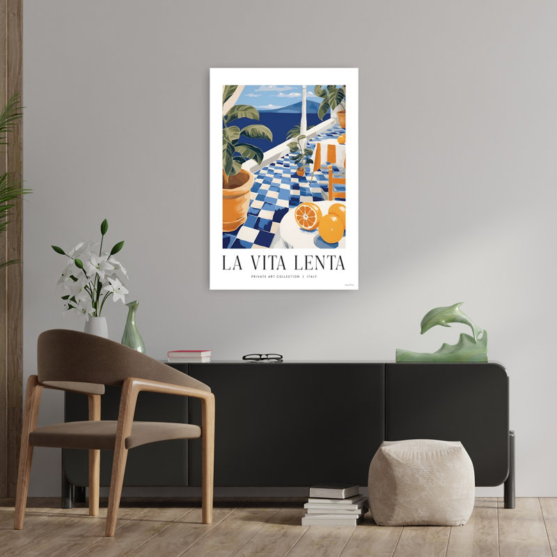 Art contemporain de paysage côtier abstrait La Vita Lenta, H 36 po x l 24 po