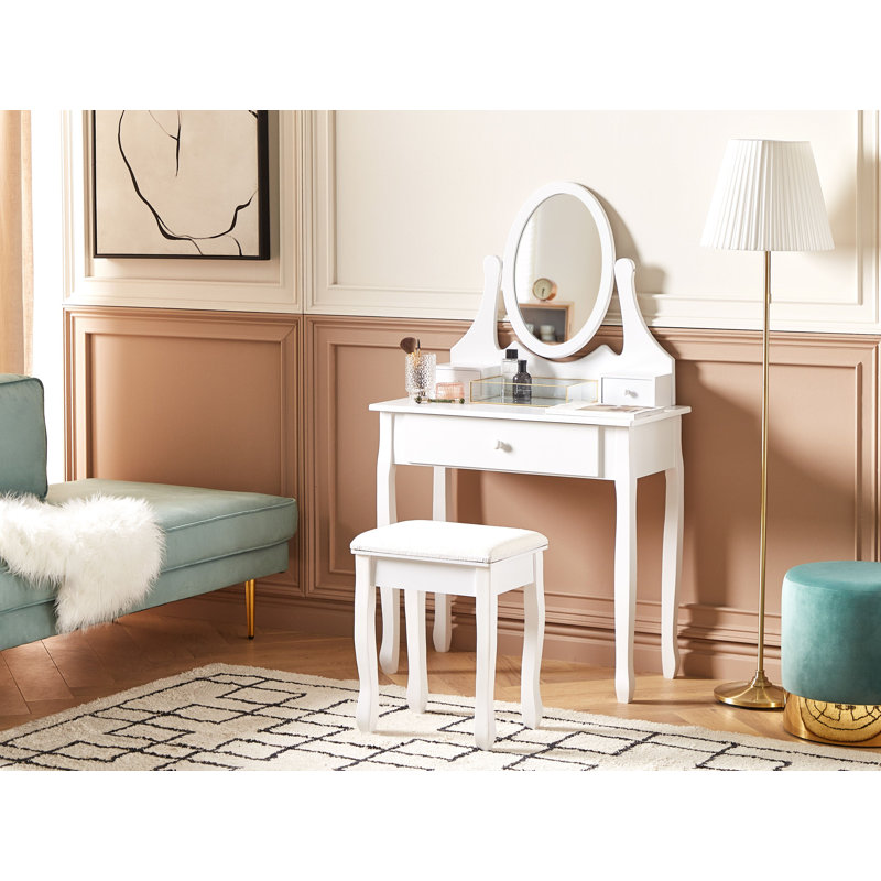 Abiyah Dressing Table with Mirror, White