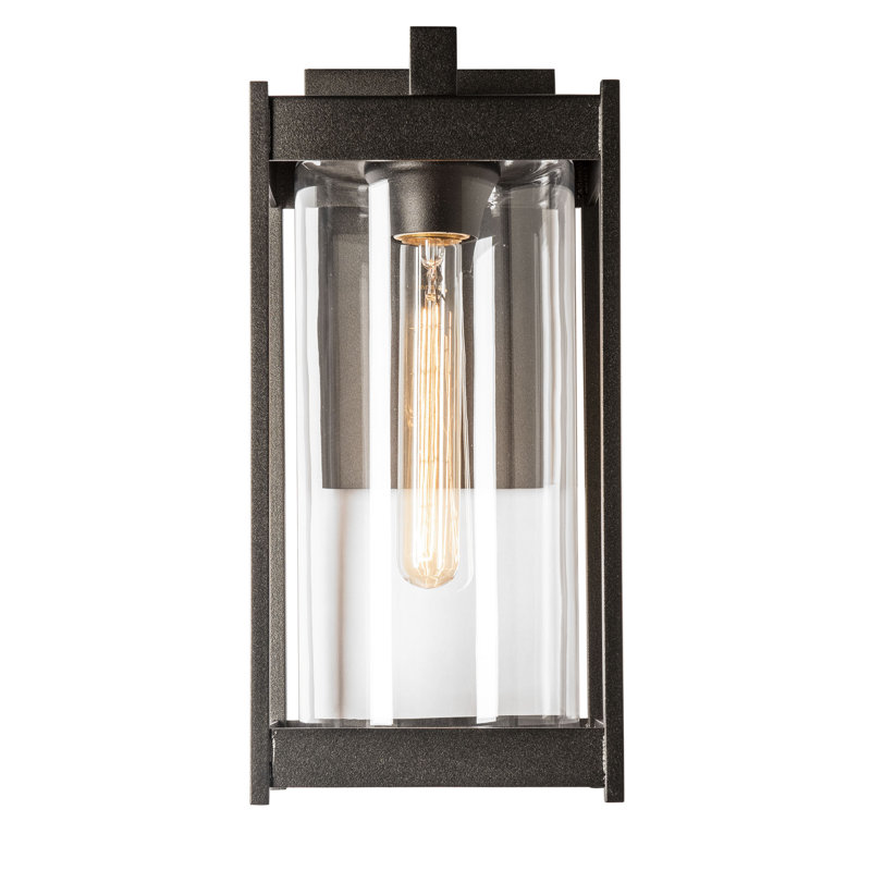 Cela Outdoor Wall Lantern, 13.6" H x 6.2" W x 7.5" D, Coastal Bronze, Clear Glass