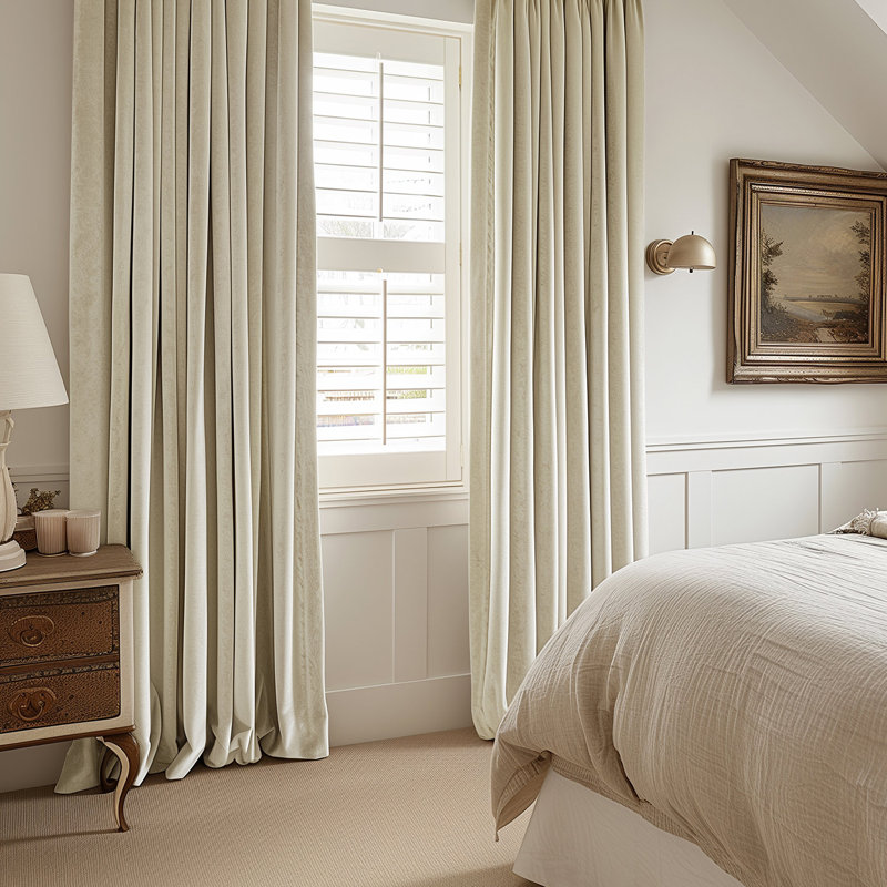 Matra Room Darkening Rod Pocket Single Curtain Panel , 50" W x 96" L, Au Lait Creme