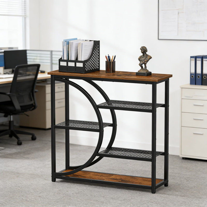 Industrial Narrow Console Table With 5-Tier Storage Shelves, Entryway Sofa Table For Hallway, Living Room, Foyer And Behind Couch
