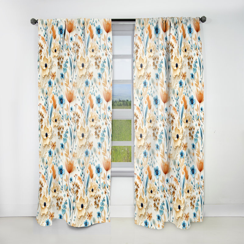 Motif bohème Coastal Retreat II - rideau en velours bohémien - obscurcissant - 1 panneau, L 52 po x L 84 po
