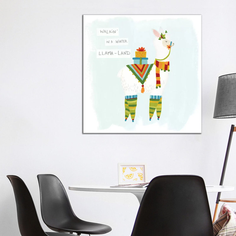 Fa-La-La-La Llama II by June Erica Vess - Wrapped Canvas Print, 93.98 cm H x 93.98 cm W x 1.91 cm D