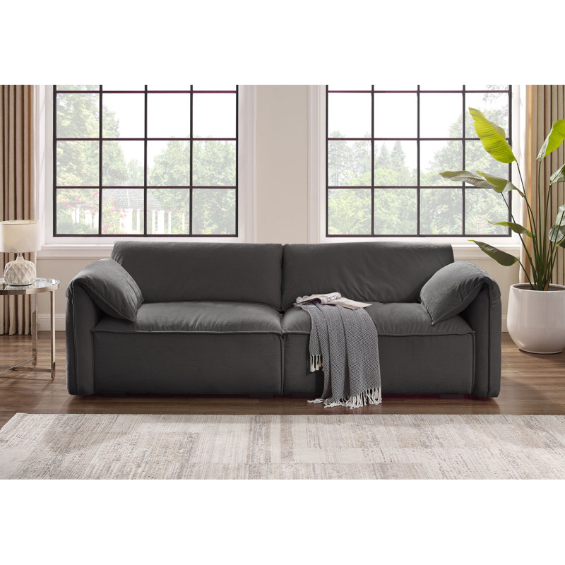 Ericia Upholstered 88.6'' Sofa, Dark Gray 100% Polyester