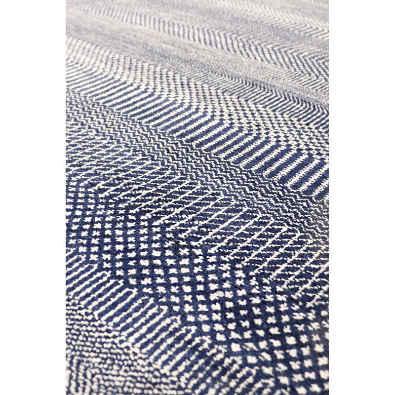 Hand-Knotted Blue Silk & Wool 3'x5' Area Rug