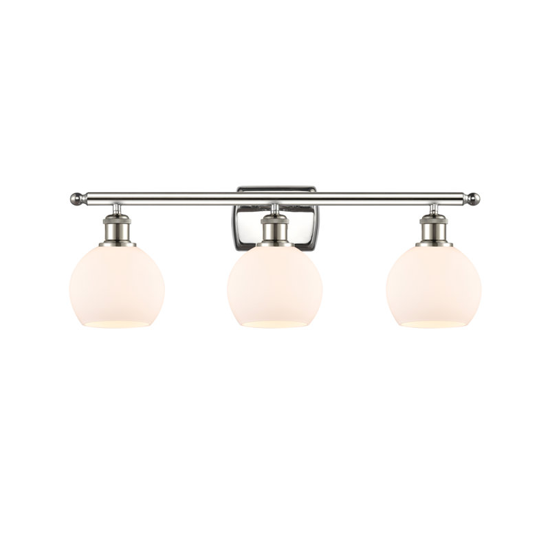 Éclairage pour salle de bain 3 lumières Cindi, Blanc mat, DEL, Nickel poli