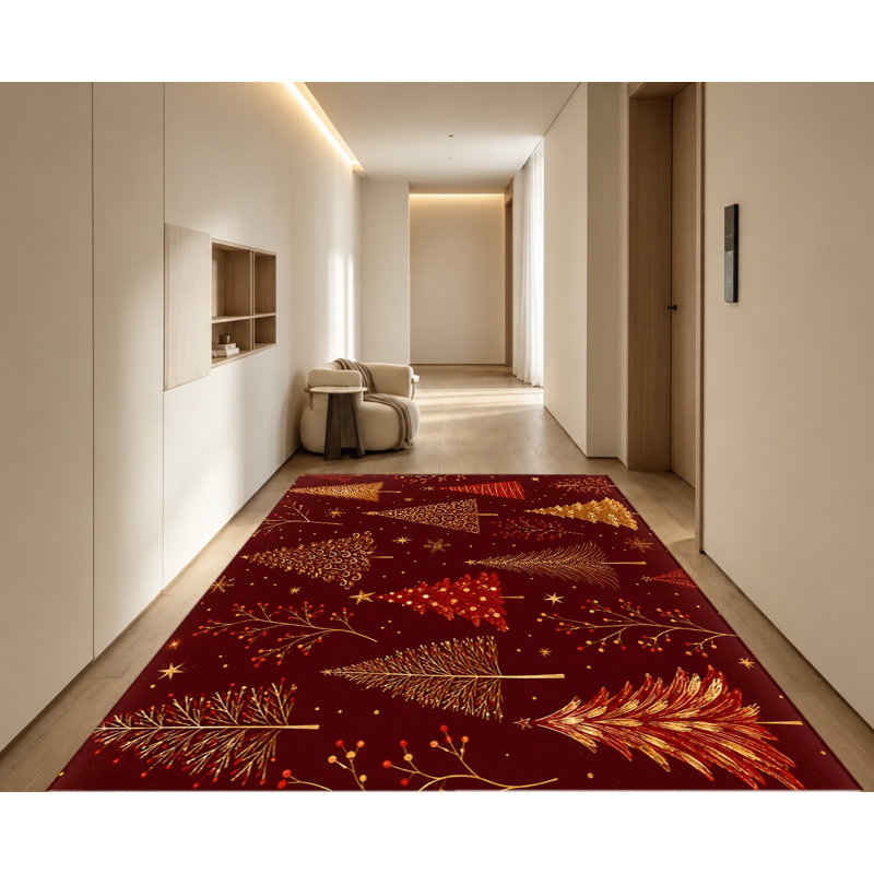 Tapis lavable à la machine avec envers antidérapant Christmas Tree, Rectangle 6 pi 7 po x 4 pi 7 po (200 x 140 cm)