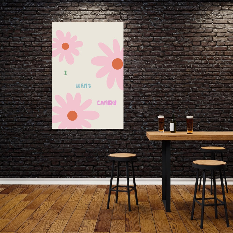 Iwantcandy Minimalist Playful Retro Daisy Flower Wall Art Print, H 60 po x l 40 po
