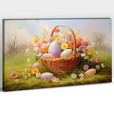 Art mural de Pâques au printemps, art mural de Pâques au printemps, art mural sur toile de Pâques pour le salon, œuf de Pâques pour chambre à coucher, chambre d'enfant, entrée, chambre de bébé 32 po x 48 po