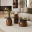 Petite table basse, table centrale ronde avec plateau en verre trempé-1001091268