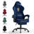 Soontrans Velvet Fabric Gaming Chair with Footrest High Back Ergonomic Gamer Chair with Headrest and Massage Lumbar Cushion Reclining Computer Office Game Chair for Adults, Blue-118339039