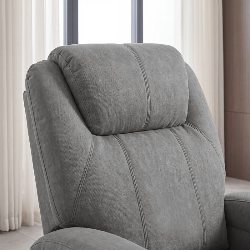 Reclining  Massage Chair with Swivel and Rocking Function, Gray Fabric
