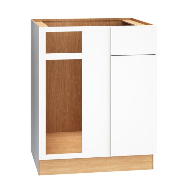 Hampton 36 in. W x 24 in. D x 34.5 in. H Assembled Drawer Base Kitchen  Cabinet in Satin White with Full Extension Glides