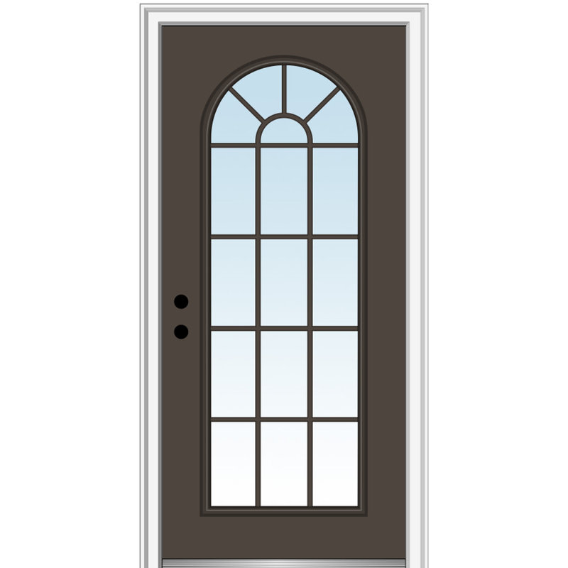 Porte d'entrée pré-montée, H 81,75 po x l 33,5 po x P 4,56 po, Droite / vers l'intérieur, Blanc brillant