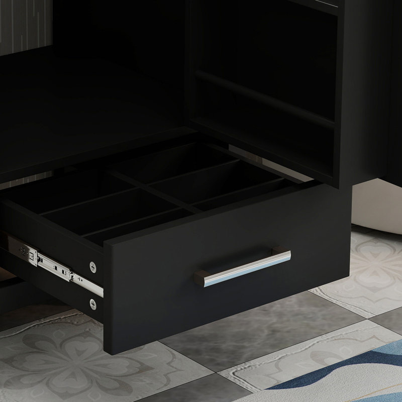 Meuble-lavabo moderne 20 "avec lavabo en céramique, Noir, 20"