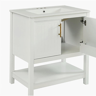 Meuble-lavabo de 30 pouces avec lavabo et rangement polyvalent - pour les petites salles de bain