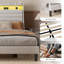 Structure de lit simple avec tête de lit rembourrée à 2 niveaux, station de charge intégrée et lumières DEL, support en bois robuste, silencieux, rangement sous le lit, aucun sommier nécessaire, assemblage facile-1505679049-1505679054