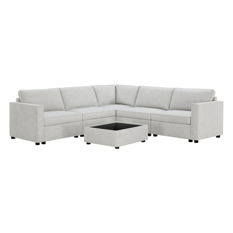 Canapé modulaire de rangement en L à assise en L 109,84 po Hymes avec coussin détachable, canapé modulaire avec repose-pieds