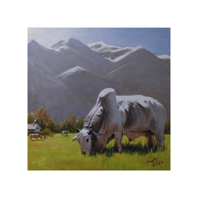 Big Bull | Oil Painting On Stretched Linen | By Swathi Keshav