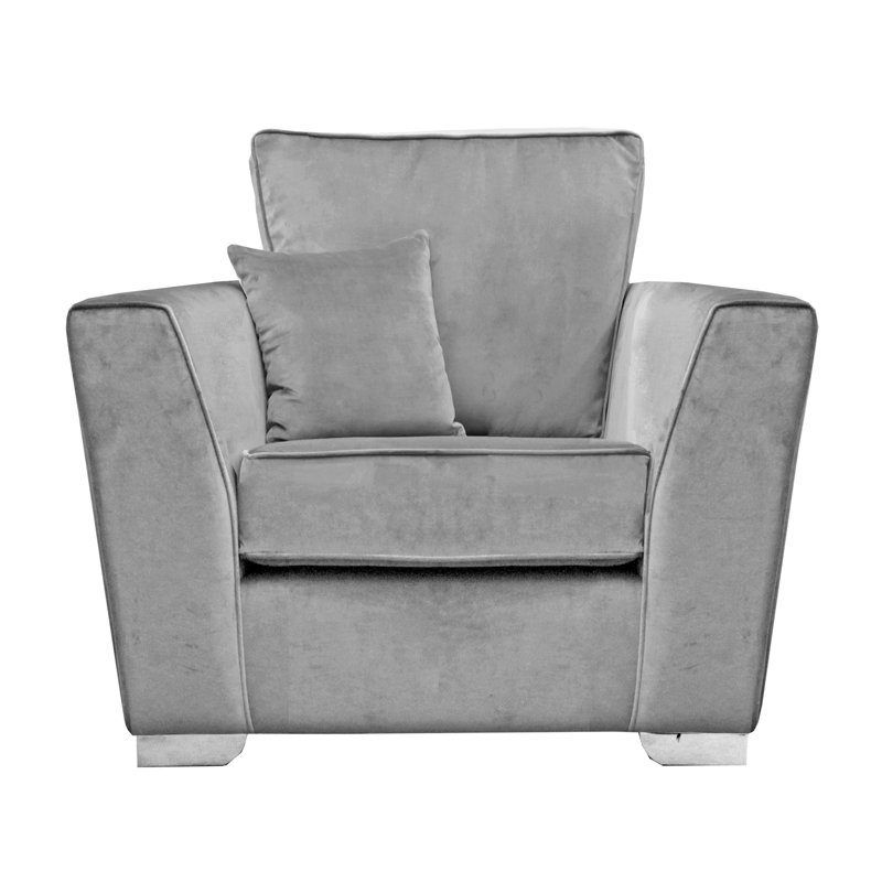 Quade Velvet Armchair, Grey