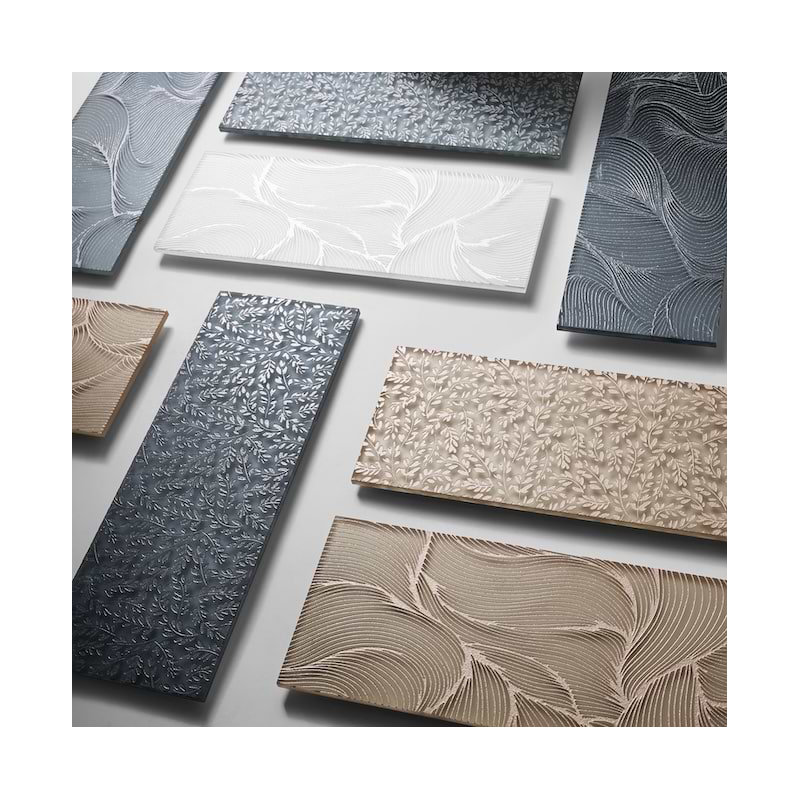 Sonya Waves 6x16 Frosted Glass Tile, Sterling Gray