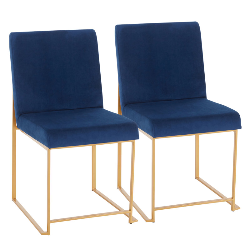 Chaise d'appoint Ernestine, Velours bleu, Doré