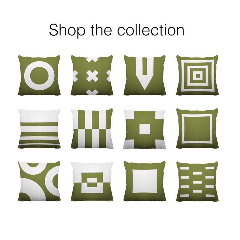 Housse et insert de coussin extérieur Luella, 16 po x 16 po, Vert olive
