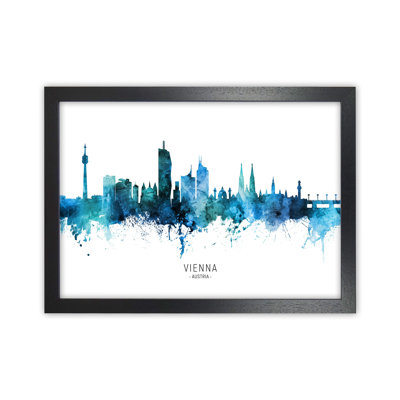 Vienna Austria Skyline Blue City Name by Michael Tompsett - Print