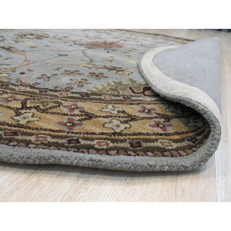 Morris Blue Hand Tufted Wool Traditional Oriental Area Rug, Rectangle 9'6" x 13'6"
