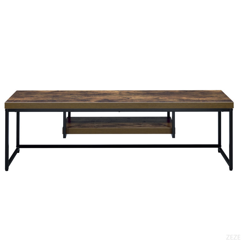 Weathered Oak And Black 1-Shelf TV Stand, 16.5"H x 59.5"L x 16.5"W