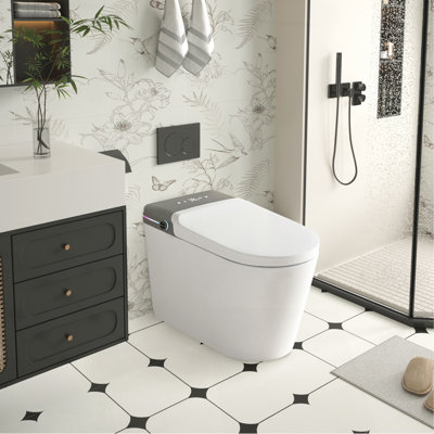 Smart Bidet Toilet With Remote Control.Raised Tankless Toilet With LED Display. Auto Open/Autoheated. Seat Toilet Bidet With Aromatherapy System.Warm Water And Dry.Off Seat Flush.Foot Sensor.