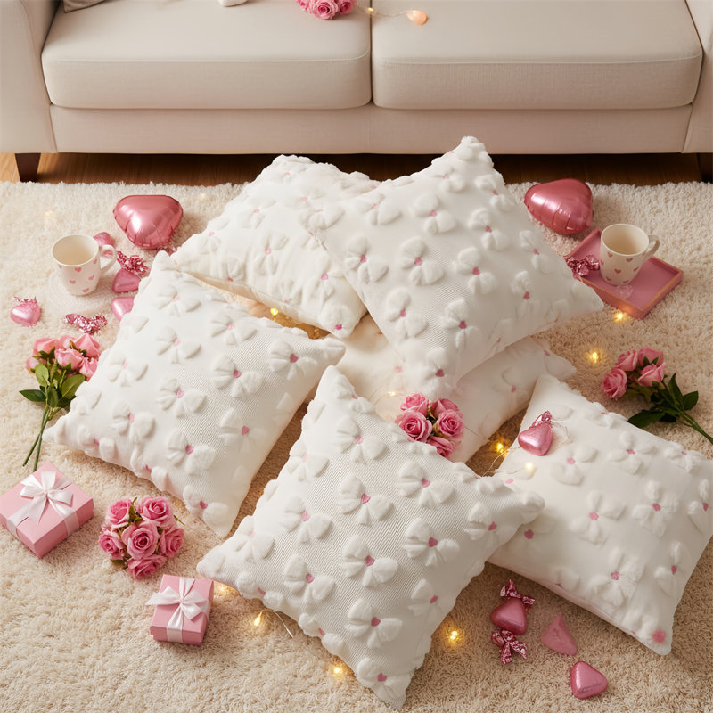 Bow Pillow Covers Set Of 2, White