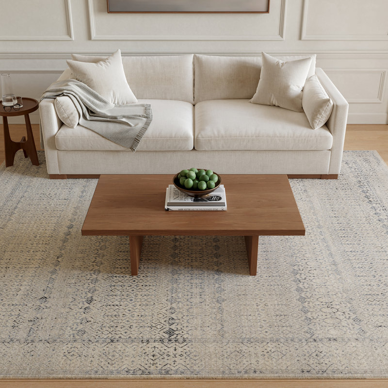 Altair 7'10" x 10'2" Ivory Blue Vintage Indoor Rug, Rectangle 7'10" x 10'2"