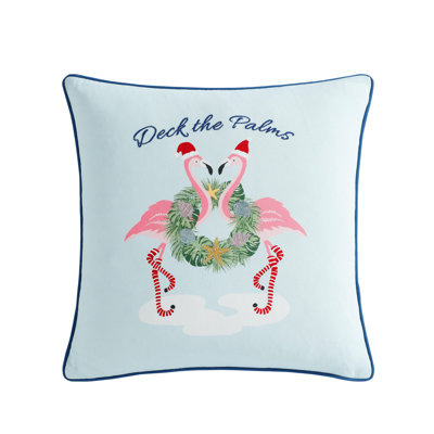 Tommy Bahama Deck The Palms Cotton Blue Throw Pillow