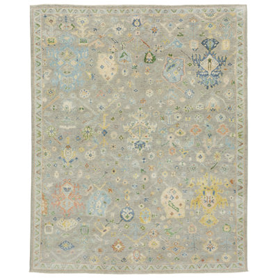 Tapis gris / multicolore en laine noué à la main Presley