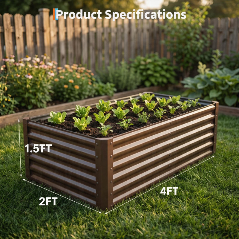 Raised Garden Bed Planter Box Set, 4 x 2 ft Tall 2-Pack, Galvanized Steel Construction, Rust-Resistant Elevated Design for Vegetable and Flower Gardening Outdoors