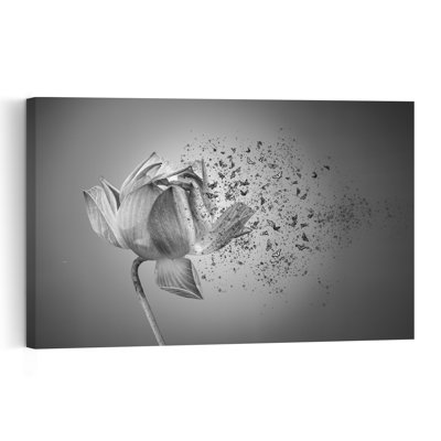 Ethereal Lotus Butterflies Delicate Ethereal Surreal Butterfly Lotus Flower Nature Wall Art Print 1 Piece Wrapped Canvas Wall Art