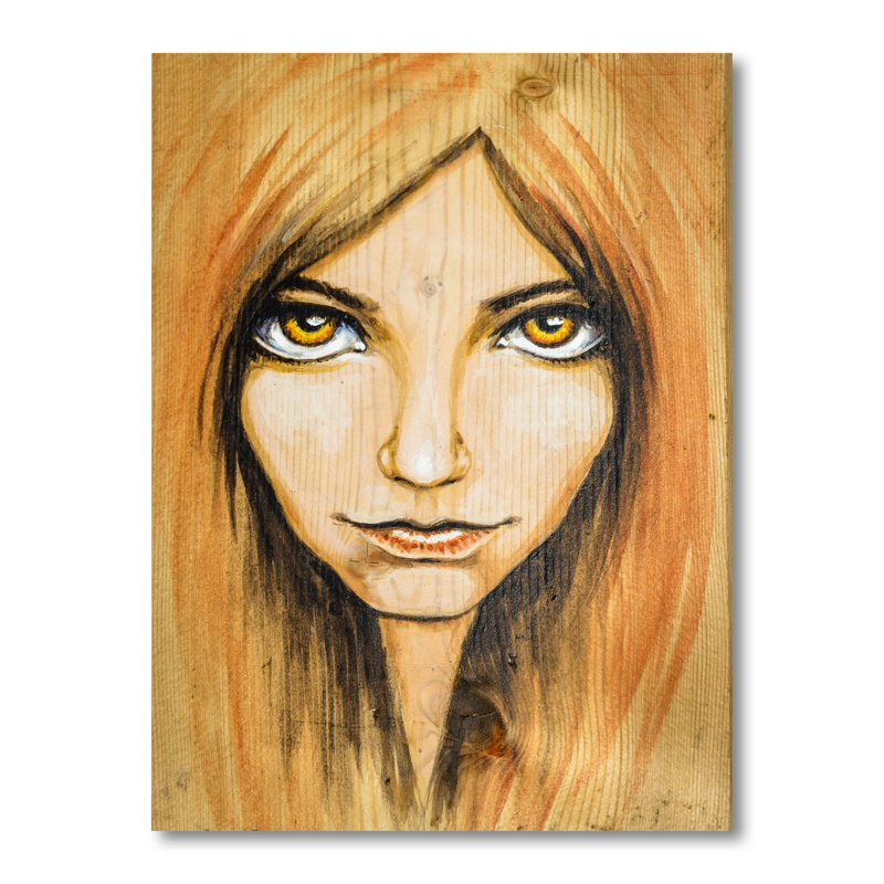Portrait de femme abstraite - œuvre d'art sur toile pour enfants, H 32 po x l 16 po x P 1 po, Toile tendue