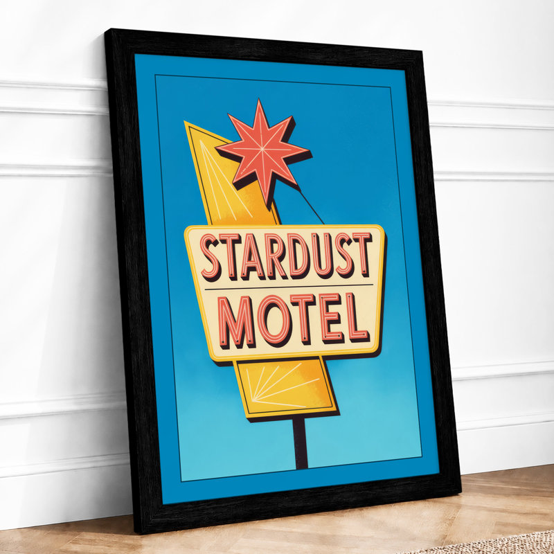 Stardust Motel Retro - Framed Print, A2 - 59.4 x 42.0 cm, Black