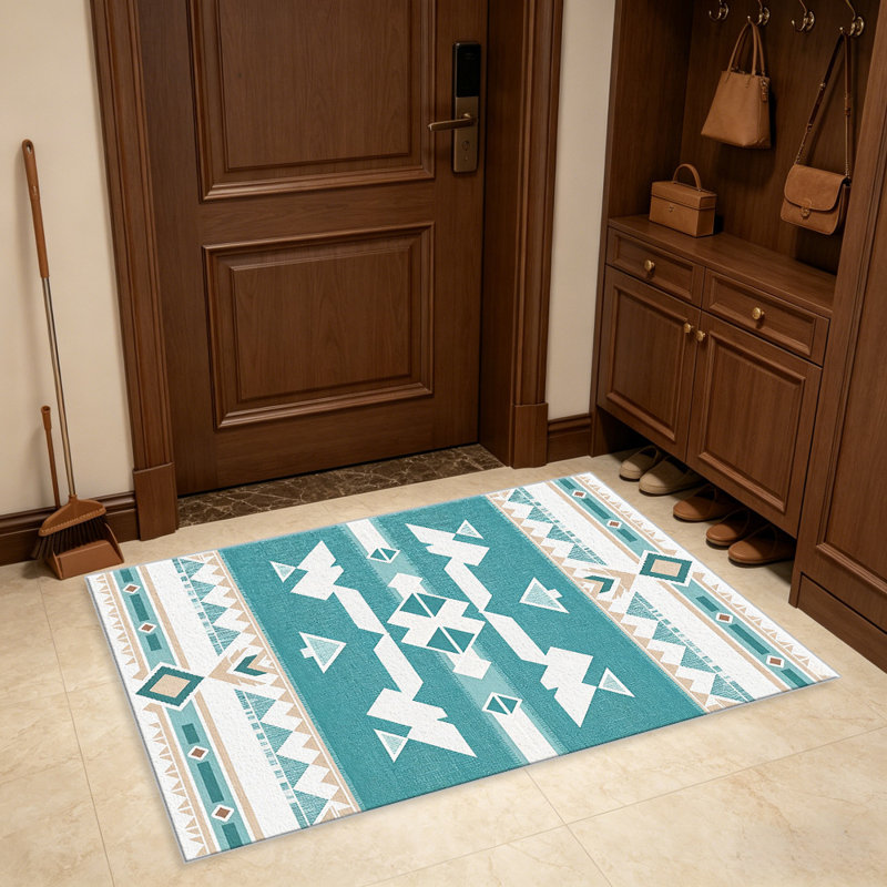 Turquoise Teal Stripe carpet-easy to clean, machine-washable, soft and comfortable; suitable for door mats, kitchens, living rooms, bedrooms, corridors, and laundry areas. Easy to clean, durable carpet for home decoration.