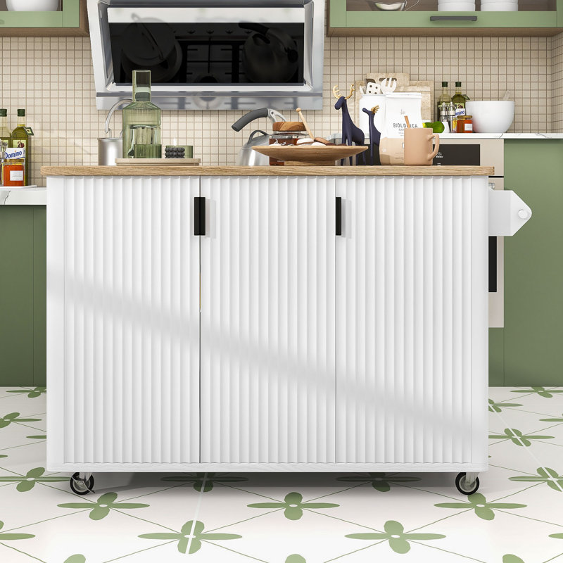 Îlot de cuisine Mid-Century avec rangement réglable Mid-Century, Bois de frêne blanc