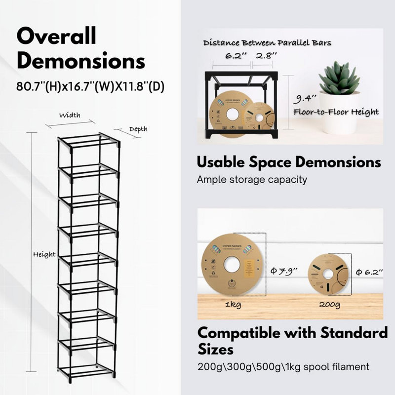 Support de rangement modulaire à 9 niveaux pour imprimante 3D
