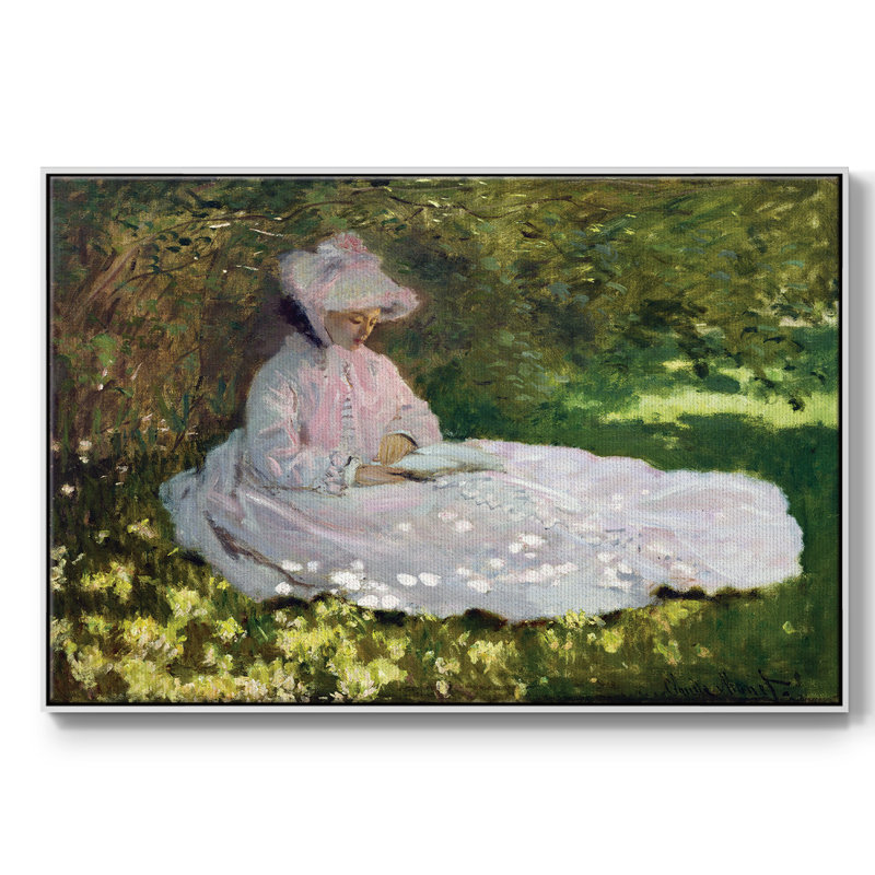 Monet, reproduction d'art encadrée sur toile par Claude Monet, H 17 po x l 25 po x P 2 po, Blanc