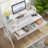 Kravitz Writing Desk with Drawers, Computer Desk with Metal Base, White Desk-1470163661