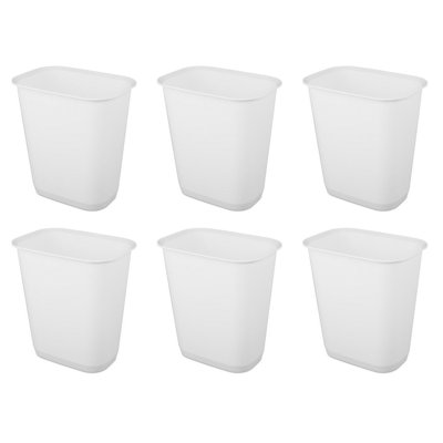 Sterilite Rectangular Wastebasket Open Top Trash Bin, 6 Pack