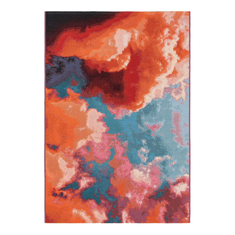 Tapis brun / beige en polypropylène tissé à la machine Keazia, Rectangle 4 pi 1 po x 6 pi 1 po