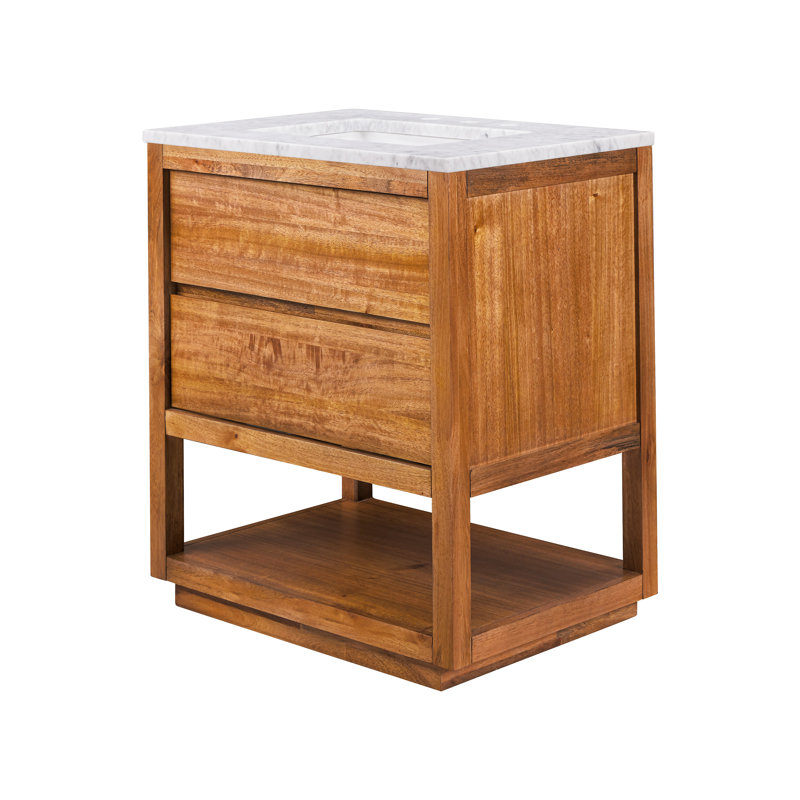 Arayana 30'' Single Bathroom Vanity with Marble Top, Mango Wood