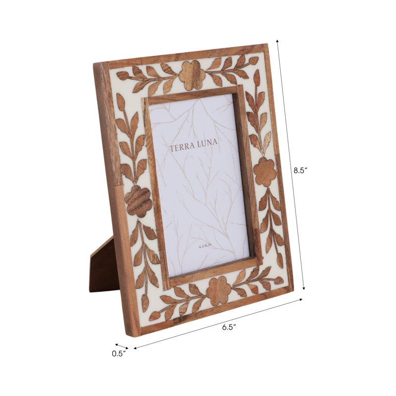 Wood Glass Resin MDF Polyresin Frame - Decorative Boho Style Picture Frame For Casual Home Decor, Stylish And Versatile Accent For Modern And Eclectic Interiors