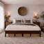 Structure de lit moderne en bambou massif avec support en lattes de bois, hauteur de 15 pouces, aucun sommier requis-125286215-125286207