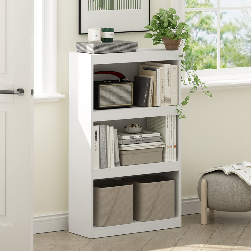 Ambellina Bookcase, White, (3 Shelves) 24.5" W x 40.3" H x 9.5" D